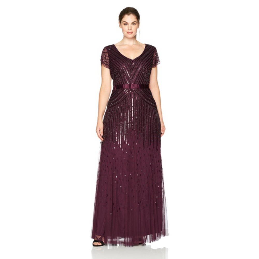 NWT Adrianna Papell Empire Waist Sequin Gown